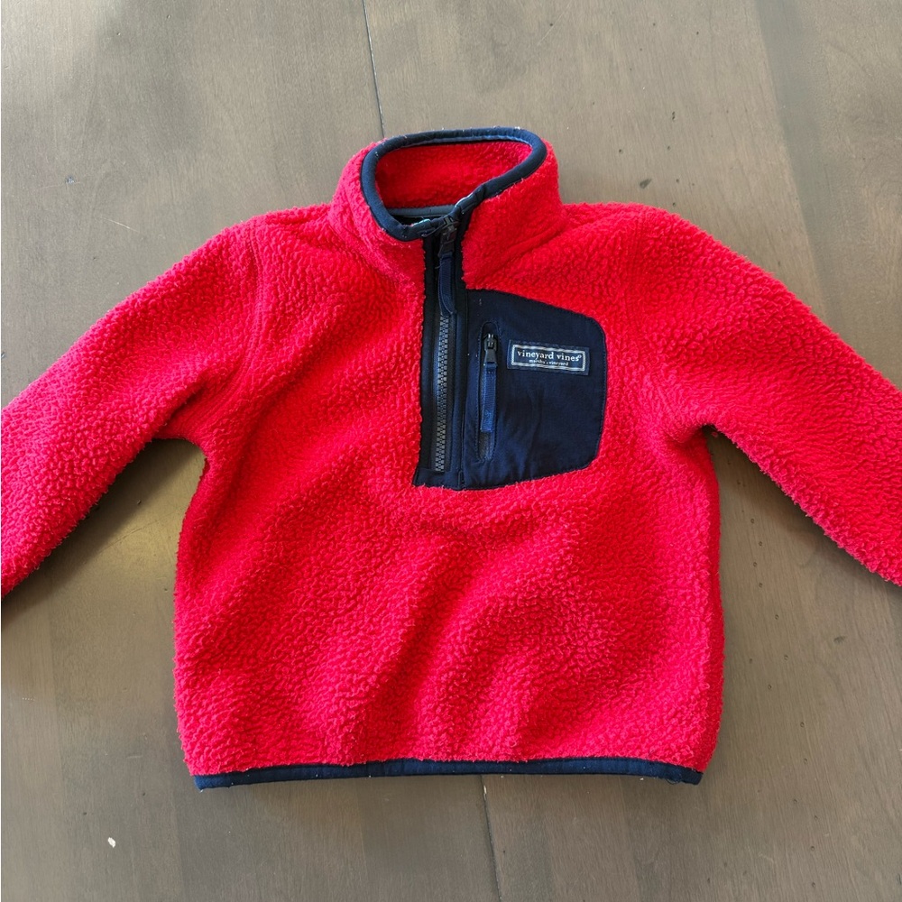 Vineyard Vines Red Fleece with Navy Accents